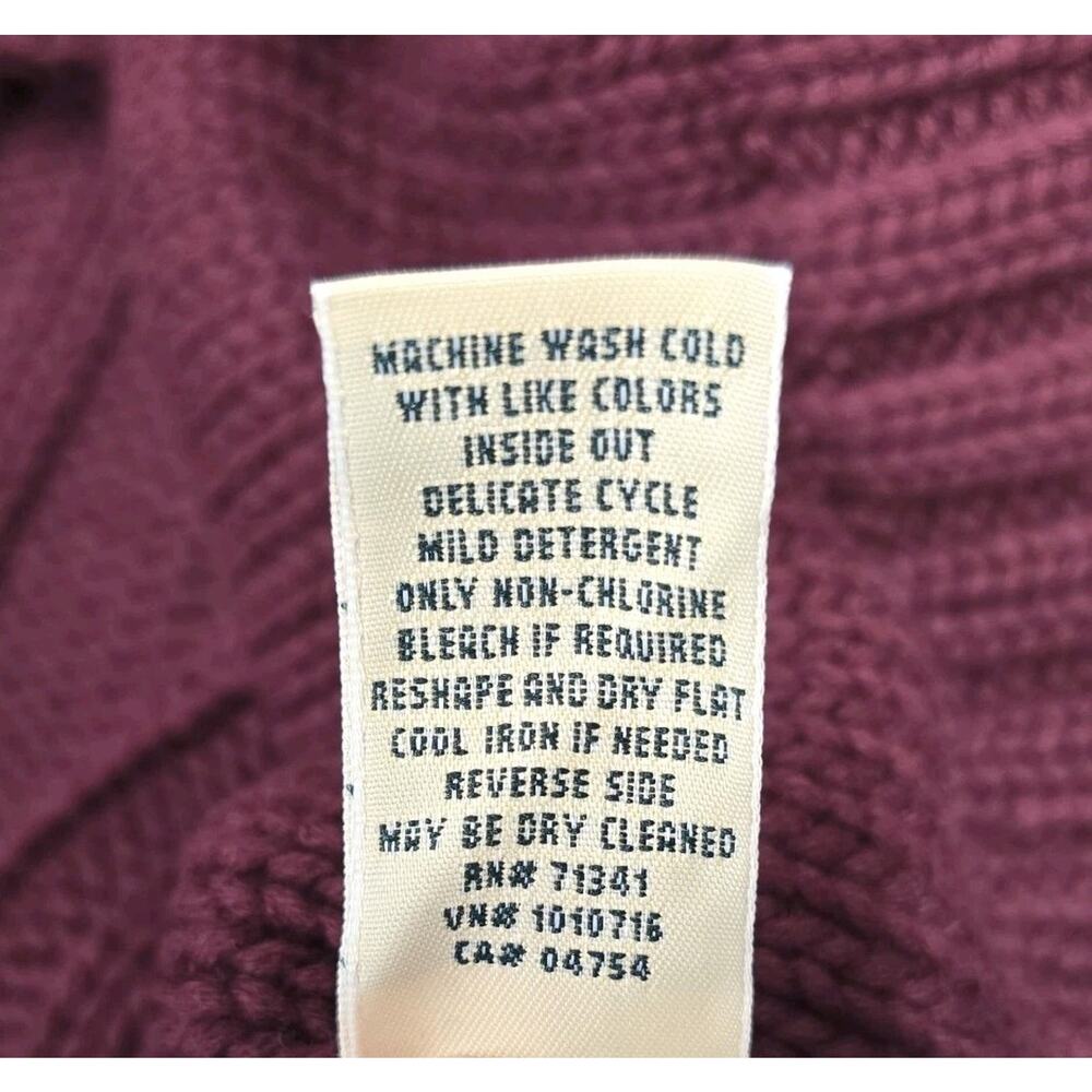 NWT LL Bean Double L Cable Crewneck Sweater Womens 1X Plus Deep Wine Fisherman - Picture 6 of 6